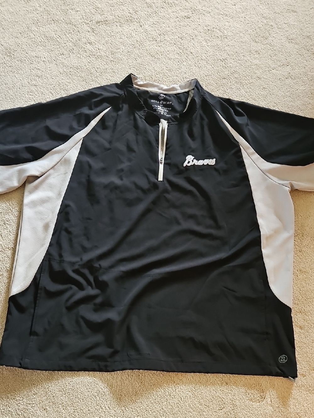 rave Men’s Black and Gray Half-Zip Braves Spring Jacket